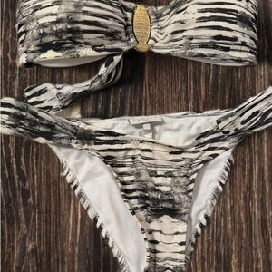 Varley Black and White Zebra Print Bikini